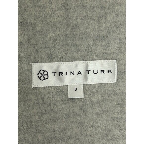 Trina Turk Lambswool Cashmere Blend Belted Coat in Gray - Sz 6 - Picture 6 of 8